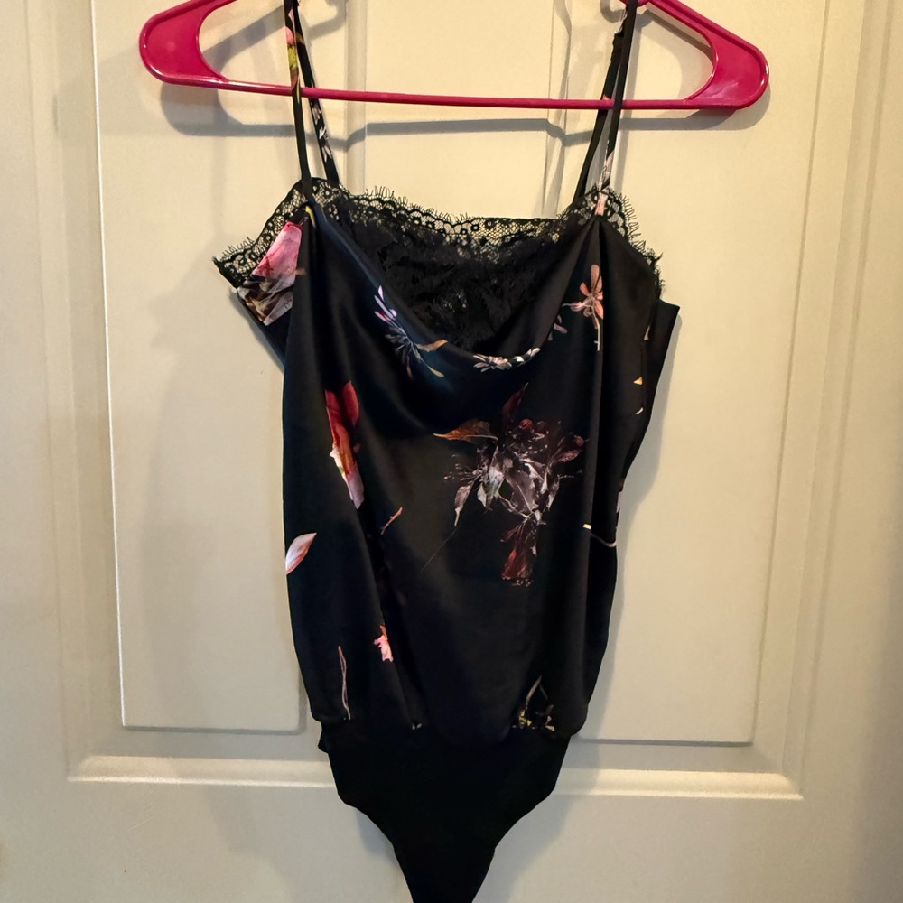 Victoria's Secret Black Lace-Trim Bodysuit Top
